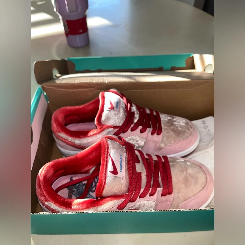 Nike Men’s Pink and Red Velvet Dunk Sneakers